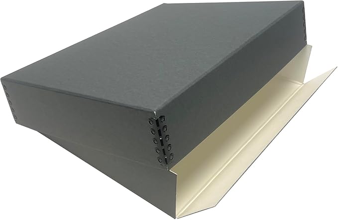 Lineco Museum Archival Storage Box, Drop Front, 9.25x11.75x3 in, Gray | Acid-Free with Metal Edge, Preserves Picture Longevity, Organize Photos, Newspapers, Prints, Documents, Crafts, DIY by Lineco