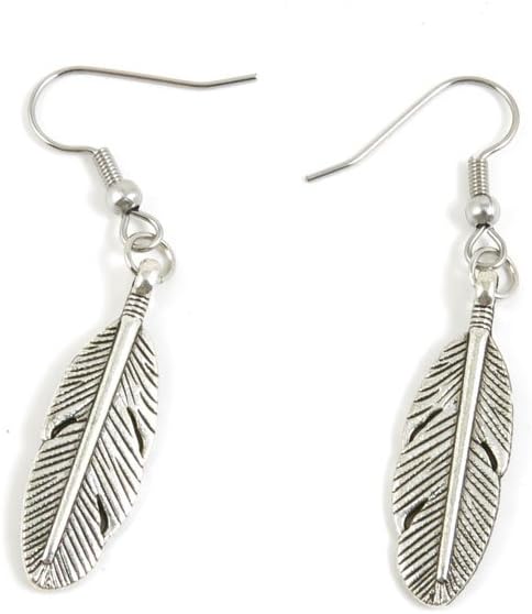 1 Pairs Jewelry Making Antique Silver Tone Earring Supplies Hooks Findings Charms I8QQ7 Feather by Unknown