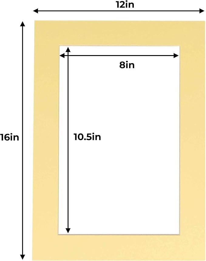 8.5x11 Mat for 12x16 Frame - Precut Mat Board Acid-Free Soft Yellow 8.5x11 Photo Matte For a 12x16 Picture Frame, Premium Matboard for Family Photos, Show Kits, Art, Picture Framing, Pack of 25 Mats - Image 4