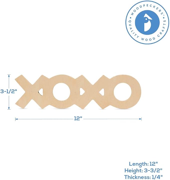 Wooden XOXO Decor Letters Unfinished 12 inches, Pack of 6 XOXO Wooden Signs |Wood Cutouts for Valentines Day Crafts and DIY Décor, by Woodpeckers - Image 2