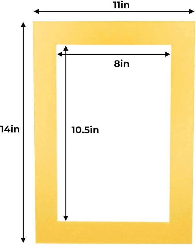 8.5x11 Mat for 11x14 Frame - Precut Mat Board Acid-Free Show Kit with Backing Board, and Clear Bags Metallic Gold 8.5x11 Photo Matte For a 11x14 Picture Frame Matboard for Framing, Pack of 1 Mat - Image 4