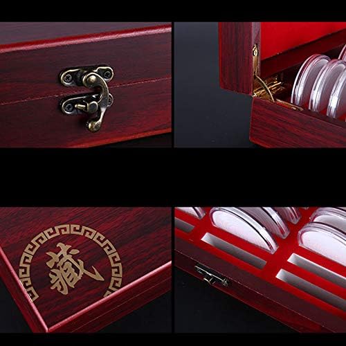 Wooden Coin Storage Holder Display Collection Box & 30Pcs Plastic Clear Coin Container Capsules Case 40mm, 35mm, 30mm, 25mm, 20mm - Image 4