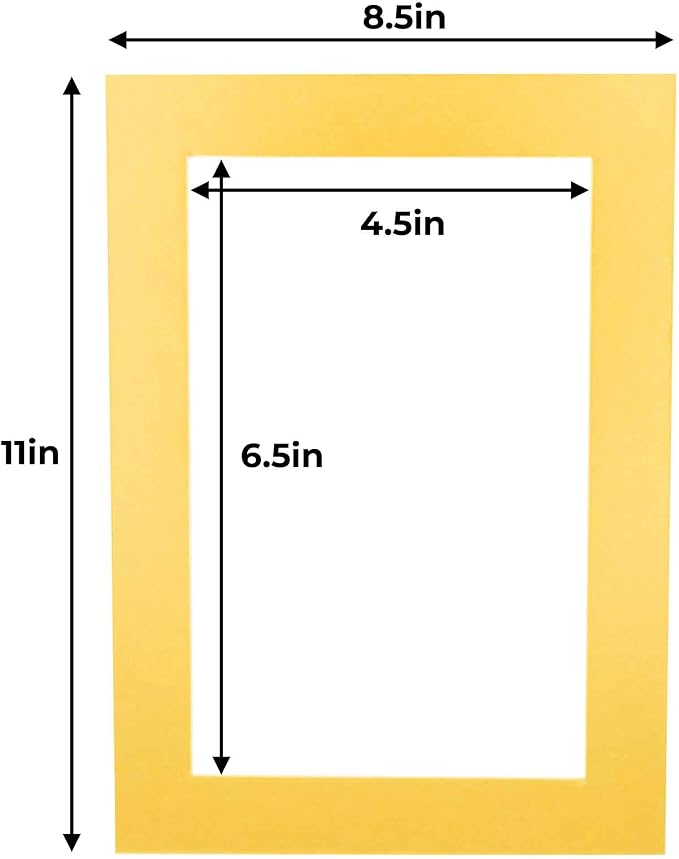 5x7 Mat for 8.5x11 Frame - Precut Mat Board Acid-Free Show Kit with Backing Board, and Clear Bags Metallic Gold 5x7 Photo Matte Made to Fit a 8.5x11 Picture Frame Matboard for Framing, Pack of 10 Mats - Image 4