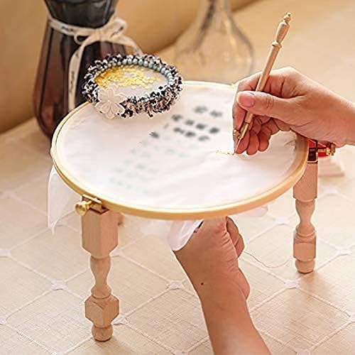 Embroidery Hoop Stand Set, Adjustable Portable Wooden Embroidery Hoop Stand Legs Set Needlework Cross Stitch Frame Rack Holder Accessories (4pcs) - Image 5
