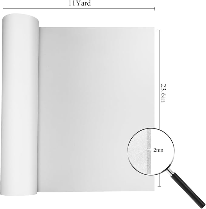 Pushglossy EVA Foam Roll 2mm Thickness Foams Sheets 23.6" x 393.7" Metallic Foam Boards Roll for Crafts, Cosplay Costume, DIY Projects(White) - Image 2