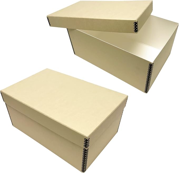 Lineco Archival Photo Storage Box, Removable Lid, 5"x7"x12", Tan, 2 Pack | Holds up to 1100 of 5x7 Pictures, Acid-Free 4x6 Photograph Container, Preserve Snapshot, Negatives, Prints, Films, Cards by Lineco