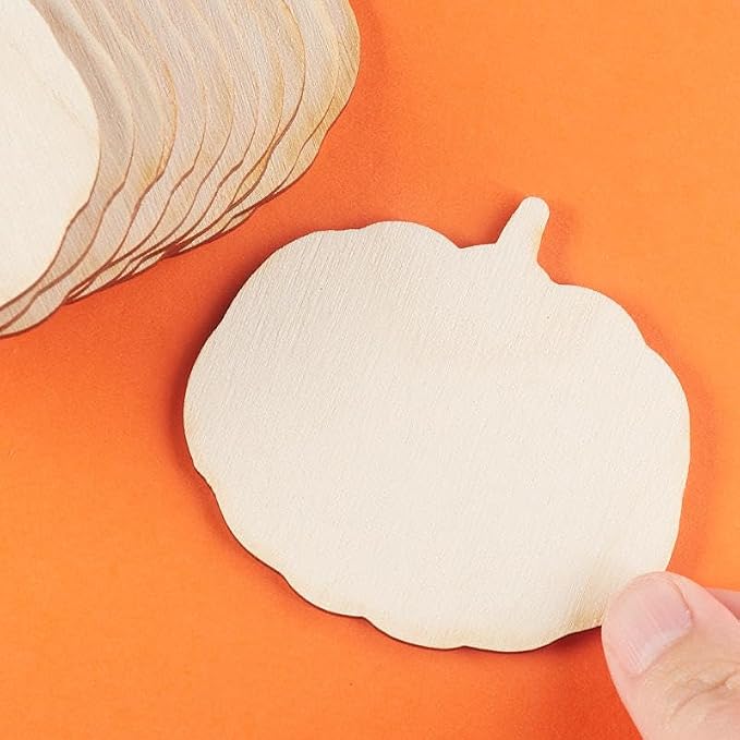 Pack of 24 Unfinished Wood Plumpy Pumpkin Cutouts - Thanksgiving Halloween Pumpkin Wooden Shapes for Fall Crafts and Autumn Decorations - Made in USA (3-1/4" L x 3" W) - Image 3