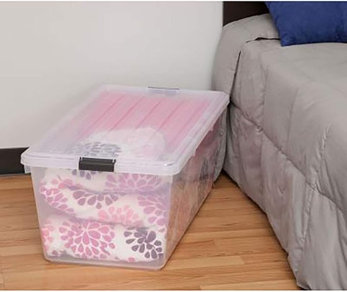 IRIS USA 91 Qt Stackable Storage Bins with Lids, Clear | Clear design makes contents easy to identify while organizing closets, bedrooms and storage rooms, Stackable and nestable - Image 3