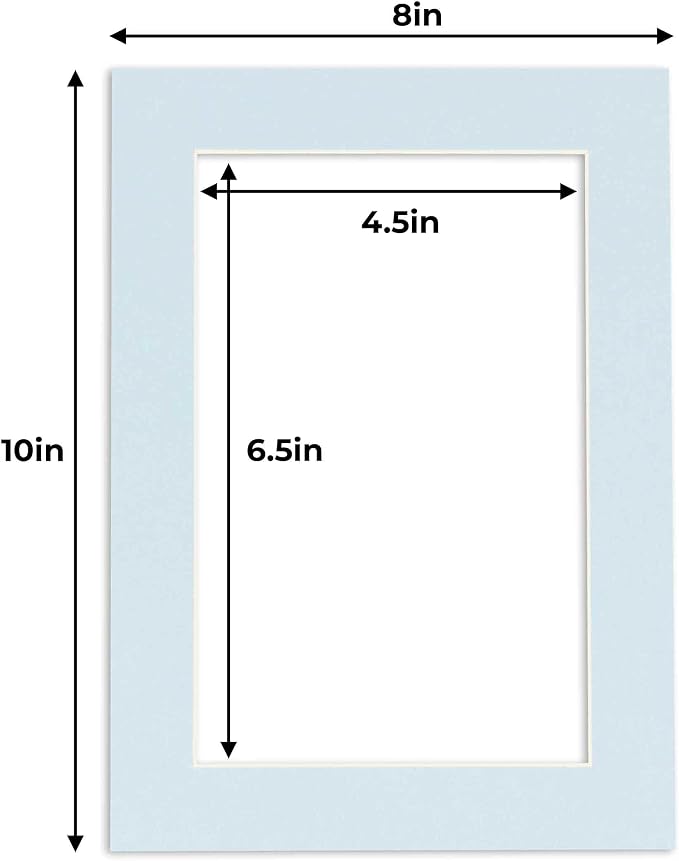 5x7 Mat for 8x10 Frame - Precut Mat Board Acid-Free Show Kit with Backing Board, and Clear Bags Baby Blue 5x7 Photo Matte Made to Fit a 8x10 Picture Frame Matboard for Framing, Pack of 1 Mat - Image 4