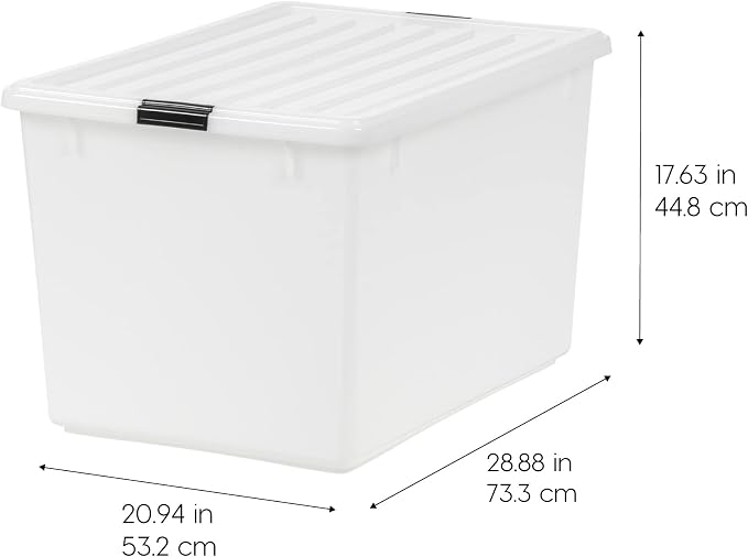 IRIS USA 132 Qt Stackable Storage Bins with Lids, Clear | High-capacity clear design is ideal for blankets, comforters and oversized household items, Stackable and nestable - Image 2