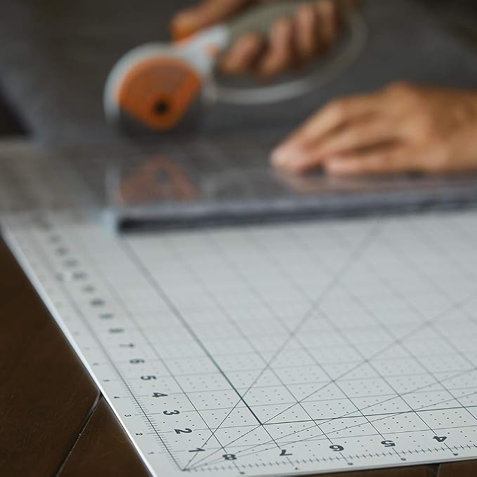 Fiskars 18" x 24" Self Healing Cutting Mat for DIY, Quilting & Sewing, Grey | Craft Cutting Board, DIY Work Surface Protector, Easy to Read Grid to Cut Angles, Geometric Shapes on Reverse Side - Image 4