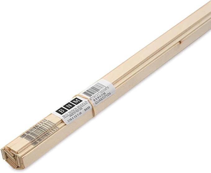 Midwest 1/16 x 24 in Micro-Cut Basswood Project Wood Strip, 1/16 - 1/2 in thk - 1/2 in thick (24pk) by Unknown