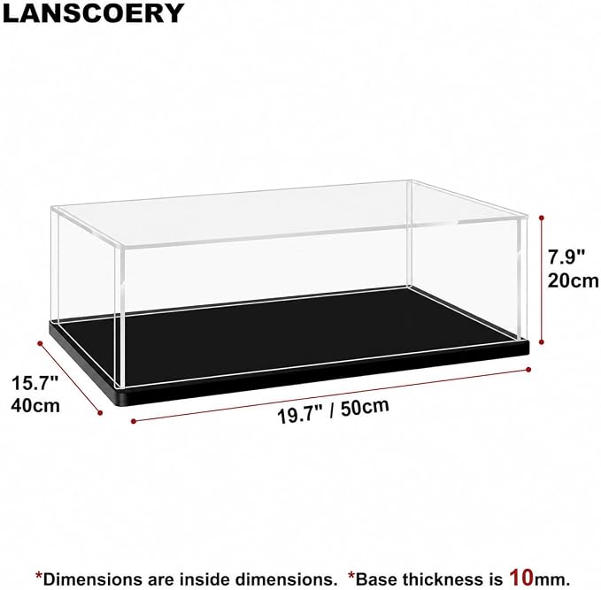 LANSCOERY Large Acrylic Display Case, 19.7 x 15.7 x 7.9 in, Upgraded Thickened UV-Resistant Showcase, 10mm Heavy Duty Matte Base, 98% Clarity Dustproof Box for Statues & Memorabilia - Image 6