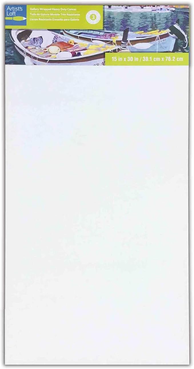 Artist's Loft 15" x 30" Level 3 Gallery Wrapped Heavy Duty Canvas - Acid Free Cotton Canvas for Paint, Acrylic, & Oils - Bulk 6 Pack - Image 2