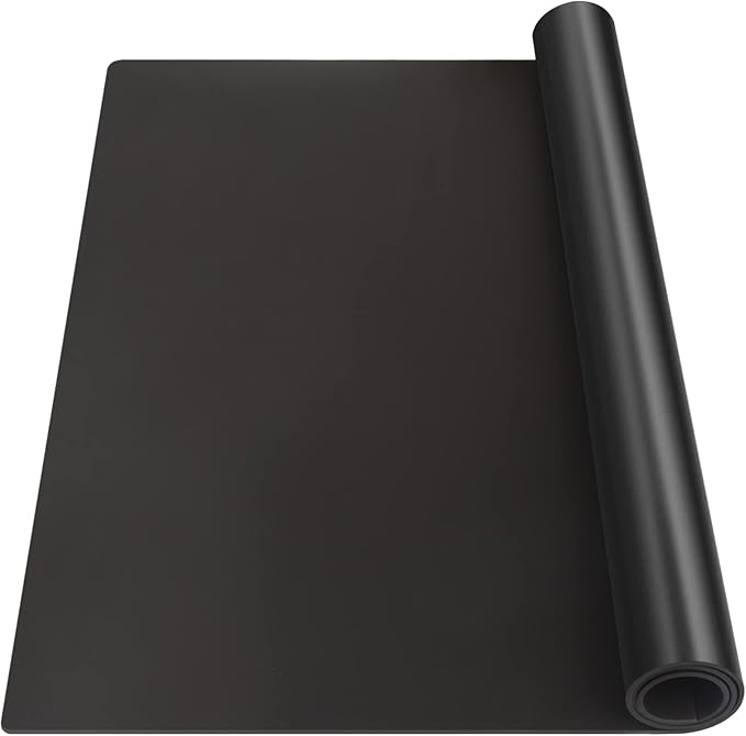 Silicone Mat Heat Resistant Mats for Countertop, Multipurpose Large Silicone Mats for Crafts Kitchen Workbench Size 48x24 inches Thick 2mm,Rolled Package,Black by InfiOne