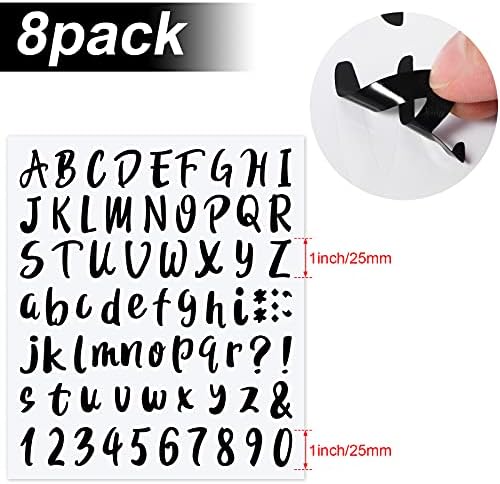 Outus 576 Pcs 8 Sheets Letters Stickers Vinyl Alphabet Number Decals Back to School Supplies for Water Bottles Cups Mailbox Scrapbooking Bulletin Board Classroom Decor(Black,1 Inch) - Image 2