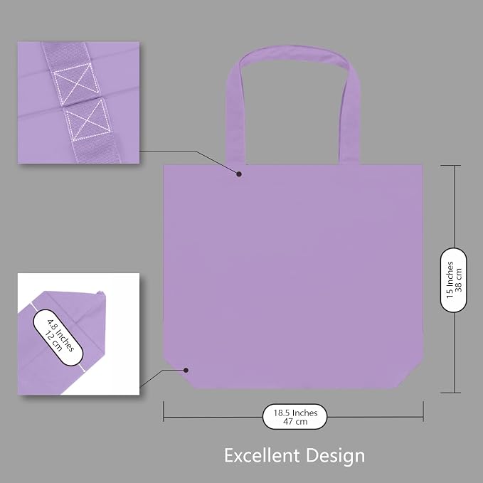 TOPDesign 3-Pack Super Strong Large 12oz Cotton Canvas Tote Bags, Reusable Grocery Shopping Cloth Bags, Fashionable Two-Tone Totes for Crafts, DIY Your Creative Designs - Image 5
