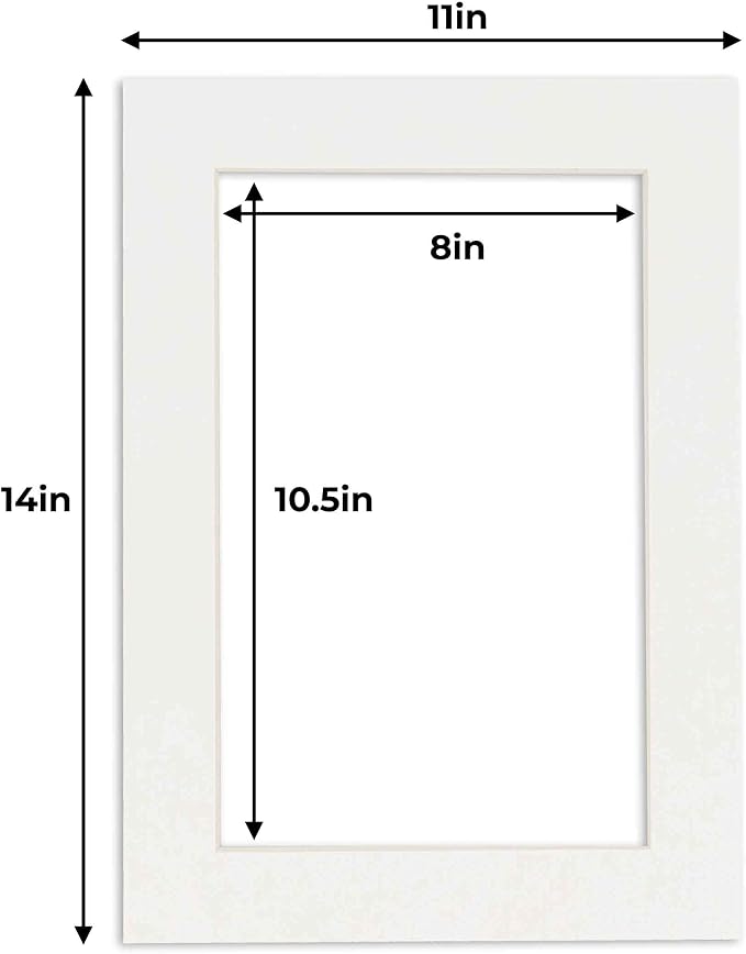 8.5x11 Mat for 11x14 Frame - Precut Mat Board Acid-Free Show Kit with Backing Board, and Clear Bags Textured White 8.5x11 Photo Matte For a 11x14 Picture Frame Matboard for Framing, Pack of 1 Mat - Image 4