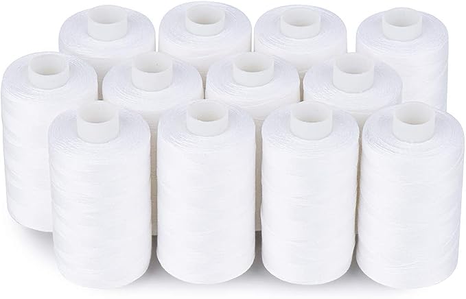 Simthread All Purposes Cotton Quilting Thread 50s/3 Thread for Piecing Sewing etc - 550 Yards Each (12 White) by Simthread