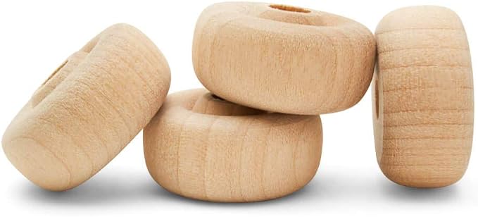 Classic Mini Wooden Wheels, Great for Crafts Too, 1 Inch Diameter, 1/2 Inch Thick, 1/4 Inch Hole, Pack of 25, by Woodpeckers by Woodpeckers