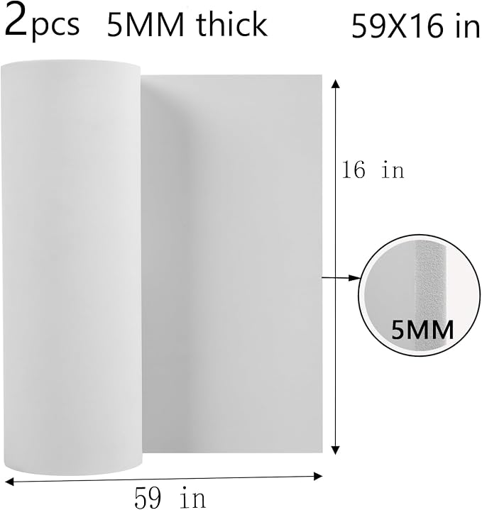 AMZQNART 2Pcs EVA Foam 5mm, Cosplay Foam Roll 16 x 59in (6.5sqft) White, Suitable for Large Foam Cosplay Modeling, DIY Projects, Crafts, Ultra High Density 90 kg/m3. | High Density, High stability, Craft Armor and Weapons, Halloween Costumes, Christmas... - Image 2
