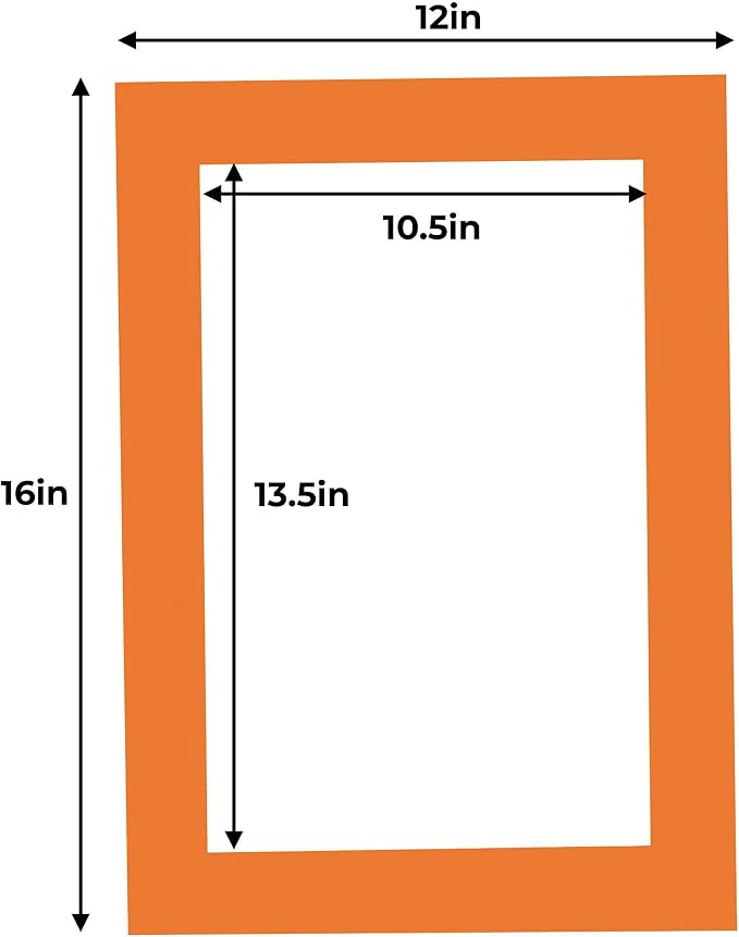 11x14 Mat for 12x16 Frame - Precut Mat Board Acid-Free Show Kit with Backing Board, and Clear Bags Orange 11x14 Photo Matte Made to Fit a 12x16 Picture Frame Matboard for Framing, Pack of 100 Mats - Image 3
