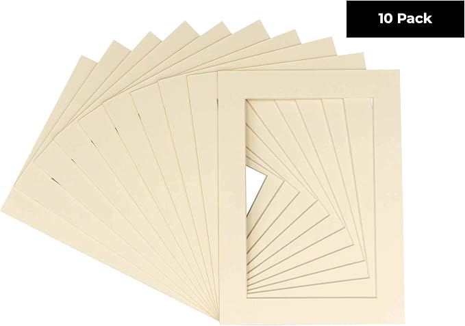 8x10 Mat for 16x20 Frame - Precut Mat Board Acid-Free Textured Cream 8x10 Photo Matte For a 16x20 Picture Frame, Premium Matboard for Family Photos, Show Kits, Art, Picture Framing, Pack of 10 Mats - Image 2