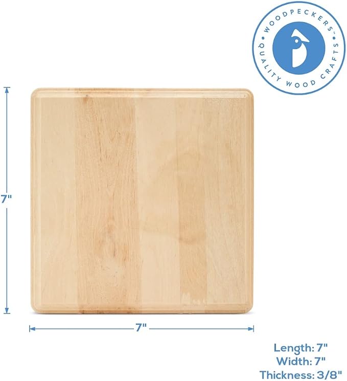 Unfinished Wooden Squares 7 inch Pack of 4 Wood Boards for Crafts Wood Signs for Crafts, Wooden Plaque Craft Blanks by Woodpeckers - Image 4