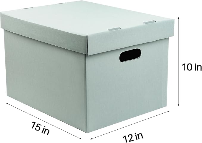 Lineco, Archival Storage Cartons, 12x15x10 in, Blue Gray, Pack of 5 | Ready-To-Assemble Filing Boxes for Organizing and Storing Documents, Prints, or Photos, Acid-Free, Buffered Corrugated Board - Image 2
