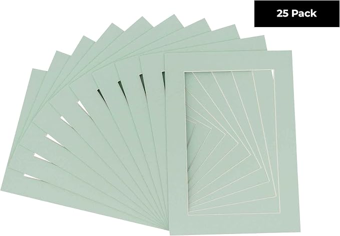 8x10 Mat for 12x16 Frame - Precut Mat Board Acid-Free Show Kit with Backing Board, and Clear Bags Honeydew Green 8x10 Photo Matte For a 12x16 Picture Frame Matboard for Framing, Pack of 25 Mats - Image 2