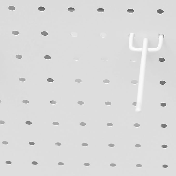 Pegboard Rotating Display Stand with 20 Hooks, 4 Sided Metal Spinning Peg Board Displays, Jewelry Earring Stands, Craft Keychain Rack, Necklace Holder for Retail Table Counter (White) - Image 7