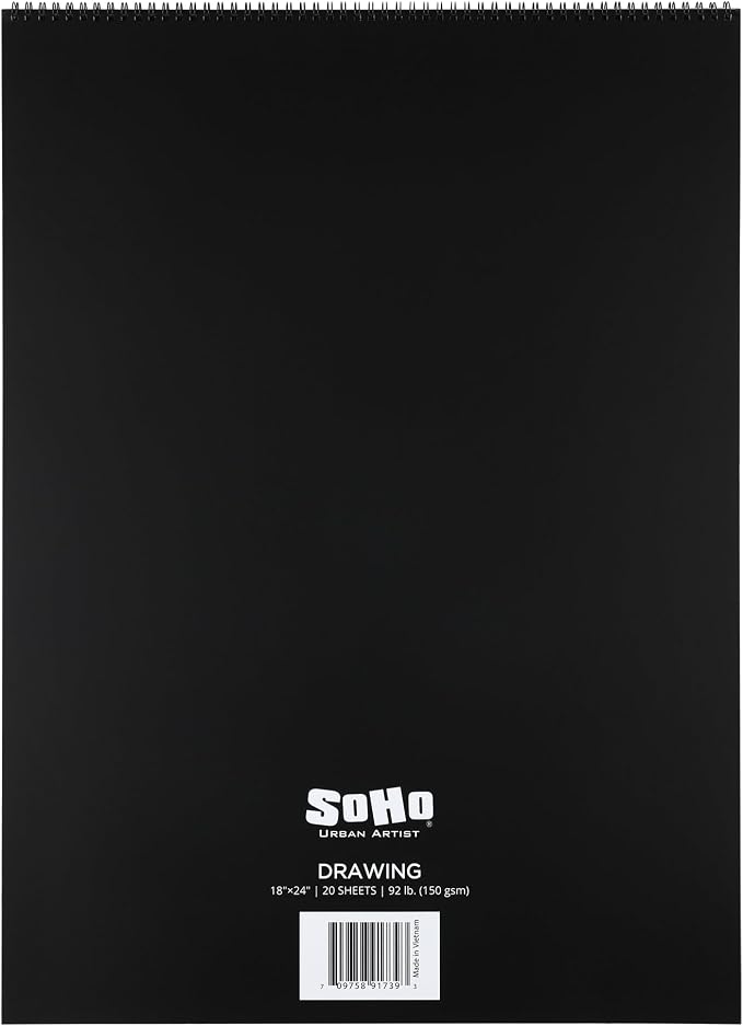 SoHo Urban Artist Softcover Drawing Pad - 18"x24", 12 Pack w/288 Sheets Total - 92 lbs/150gsm, Mixed Media, Dual-Sided, Acid-Free, Wire-Bound, Micro-Perforated, Repeated Erasing & Reworking - Image 2