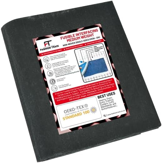FT Fashion Track Fusible Interfacing for Sewing, (36 x 196/5 Yard) Black Medium Weight Iron-on Non-Woven Polyester Single-Sided Fabric by The Yard for Sewing, Embroidery & Craft Supplies - Image 4