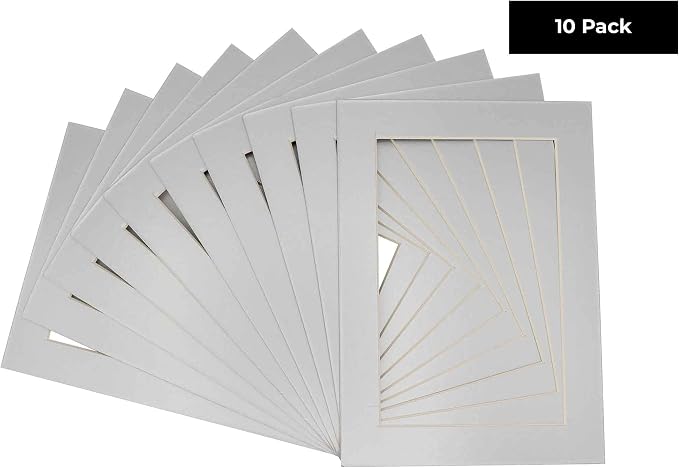 8x10 Mat for 16x20 Frame - Precut Mat Board Acid-Free Metallic Silver 8x10 Photo Matte For a 16x20 Picture Frame, Premium Matboard for Family Photos, Show Kits, Art, Picture Framing, Pack of 10 Mats - Image 2