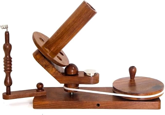 Rosewood Yarn Ball Winder, Wooden Hand Operated Yarn Winder for Knitting & Crocheting, Tabletop Wool String Winding Machine with Guide Arm, Swift Yarn Roller for Skeins, Hand Crank Fiber Tool by Sunrise