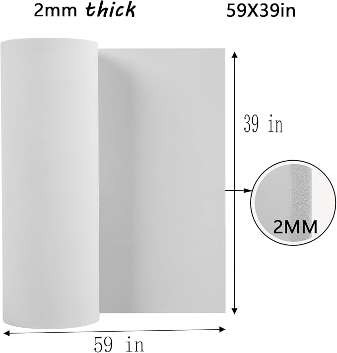 AMZQNART 2mm EVA Foam Sheets Roll 39x59in White 2pcs for Cosplay 90kg/m3 | High Density, High stability, Craft Armor and Weapons, Halloween Costumes, Christmas, Easter, Thanksgiving - Image 2