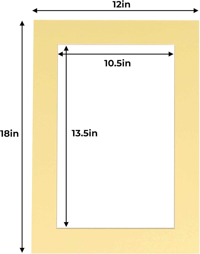 11x14 Mat for 12x18 Frame - Precut Mat Board Acid-Free Show Kit with Backing Board, and Clear Bags Soft Yellow 11x14 Photo Matte Made to Fit a 12x18 Picture Frame Matboard for Framing, Pack of 25 Mats - Image 4