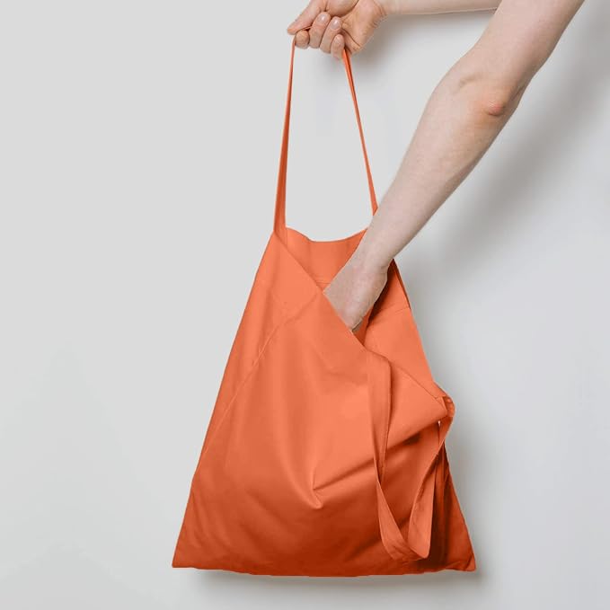 NPBAG 5 Pack 15'' X 16'' Orange Cotton Tote Bags, Blank Bulk Cloth bags with 1pc of PTFE Teflon Sheet - Image 2