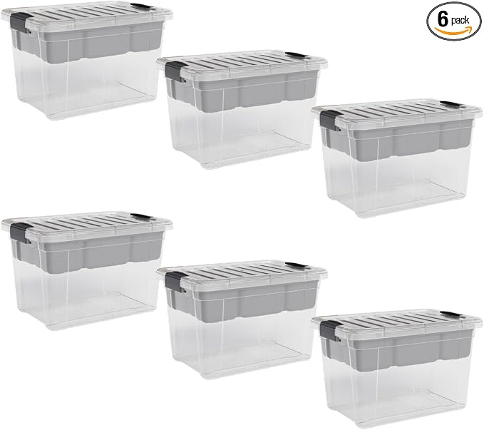 Superio Mini Storage Container Organizing Bin with Removable Tray Deep Plastic Tools, Sewing, Crafts Box, 2.5 Qt, 6 Pack by Superio