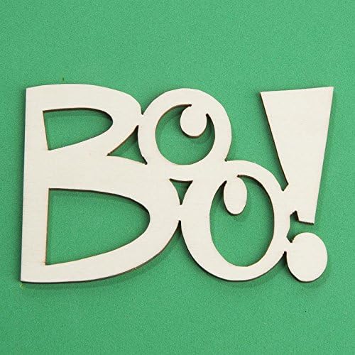 Pack of 18 Unfinished Wood Trick or Treat with Bats, Boo!, and Spooky Ghost Cutouts - Halloween Wooden Shapes for Fall Crafts and Autumn Decorations - Made in USA (3" to 3-3/4" H) - Image 6
