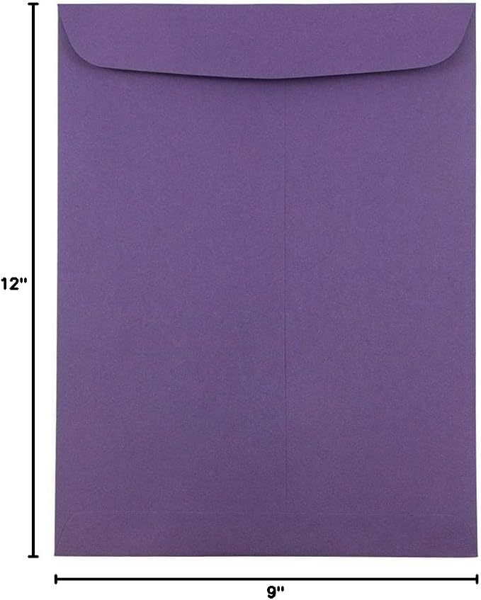 JAM PAPER 9 x 12 Open End Catalog Premium Envelopes - Dark Purple - 25/Pack - Image 3