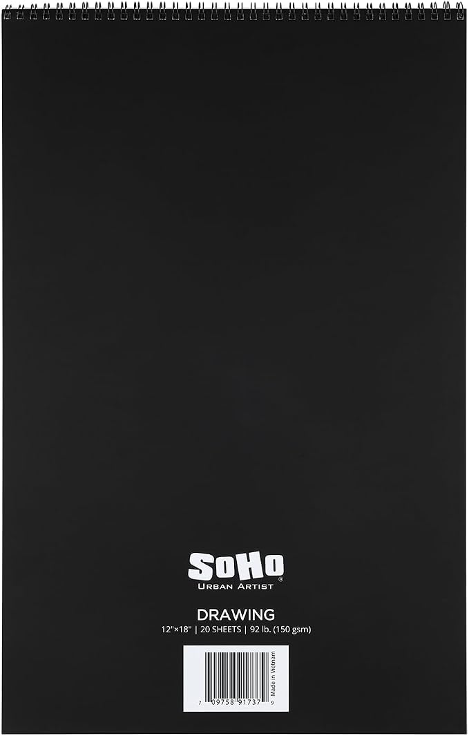 SoHo Urban Artist Softcover Drawing Pad - 12"x18", 24 Pack w/576 Sheets Total - 92 lbs/150gsm, Mixed Media, Dual-Sided, Acid-Free, Wire-Bound, Micro-Perforated, Repeated Erasing & Reworking - Image 2