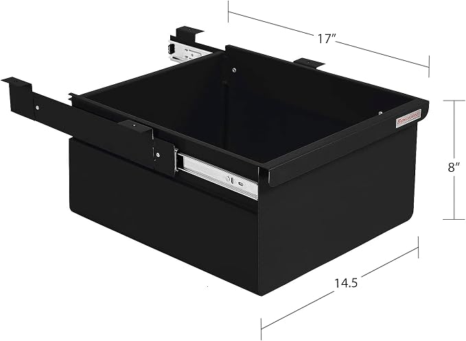 Heavy 16 Ga Cold Rolled Steel Drawer Kit - Powder Painted - 8" High x 14.5" Wide x 17" Length - Black - by BenchPro. - Image 2