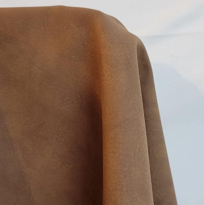 NAT Leathers | Desert Tan Tumbled Nubuck Soft Faux Vegan Leather PU {Peta Approved Vegan} | 5 yards (180 inch Length x 54 inches Wide) Cut by Yard | Synthetic Pleather 0.9mm Nappa Vinyl - Image 2