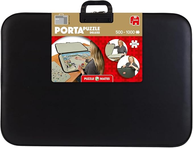 Jumbo, Puzzle Mates, Portapuzzle Deluxe - Standard 1,000 Piece Jigsaw Storage Board Case, Jigsaw Puzzle Accessories, 500-1000 Piece Puzzle Storage | Portable Puzzle Mat with Non-Slip Felt Surface - Premium Leather Puzzle Mat for Puzzles up to 1000 Piec... - Image 7