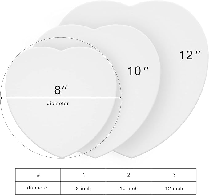 PHOENIX Heart Canvases for Painting - 8, 10, 12 in (2 of Each) - 100% Cotton 10 Oz Triple Primed White Blank Acid-Free Artist Shaped Stretched Canvas for Oil, Acrylic Painting Decoration - Image 5
