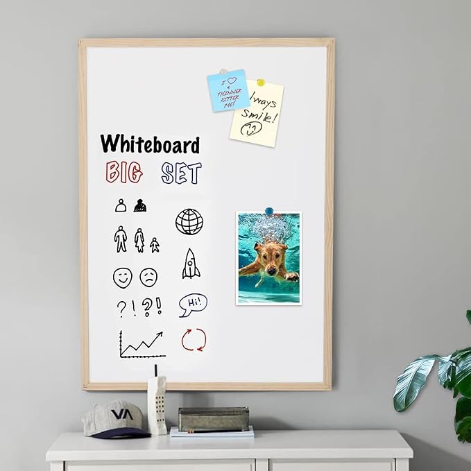 20x28 Cork Boards for Walls with Solid Wood Frame, Whiteboard and Cork Board Combo, 2-in-1 Bulletin Board for Office & Home, Decorative Hanging Pin Notice Board, 1 Pack - Image 8