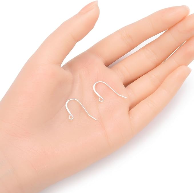20pcs Adabele Real 925 Sterling Silver Fish Earring Hooks 18mm, 20 Gauge | Solid 925 Silver Flat Fishhook Ear Wires, Open Loops to Attach Charms Gemstones Dangles for Craft Jewelry Making - Image 2