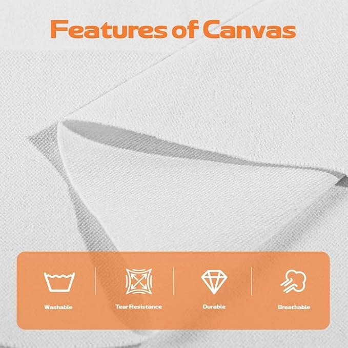 10oz Natural Cotton Blend Canvas Fabric, Duck Canvas Fabric, 60'' Wide for Arts & Crafts, Painting, Handmade Home Decor (White, 3 Yard) - Image 3