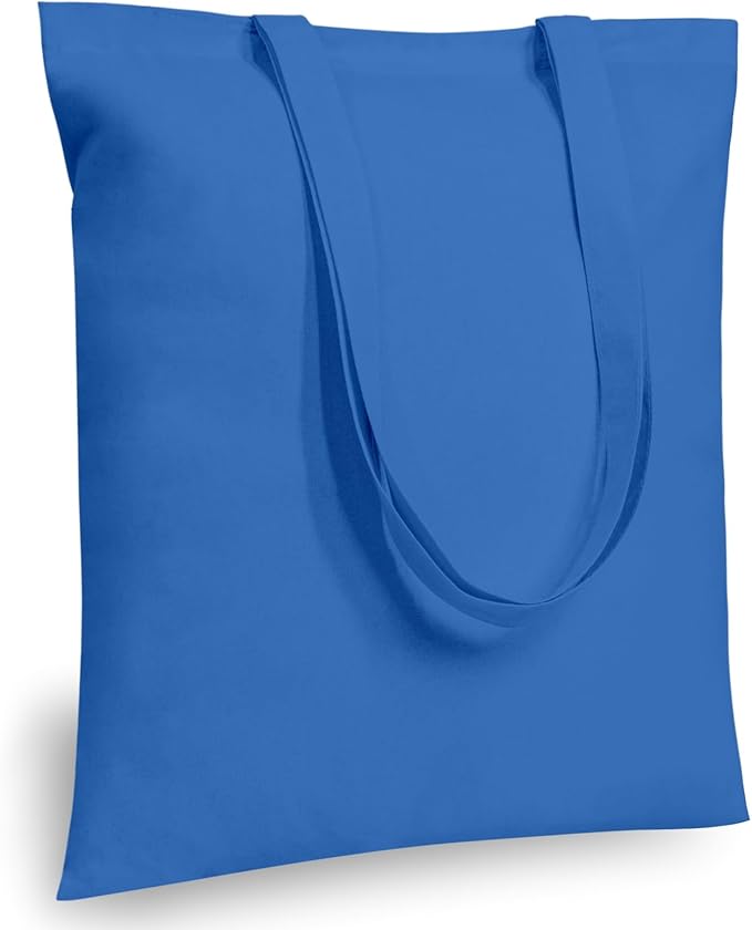 TOPDesign 6-Pack Economical 16"x15" Ocean Blue Cotton Tote Bags, Lightweight Medium Reusable Grocery Shopping Cloth Bags, Suitable for DIY, Advertising, Promotion, Gift, Activity by TOPDesign
